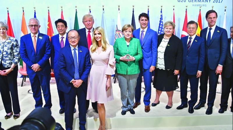 Ivanka Trump poses for a photo after the Women and Development event at the summit. She also stood in for her father during the third working session of the G20 leaders while Mr Trump attended separate meetings elsewhere. G20 leaders often send proxies to working sessions while they hold bilateral meetings with other leaders, but it is thought to be the first time a leaders daughter has fulfilled such a role. (Photo: Agencies)