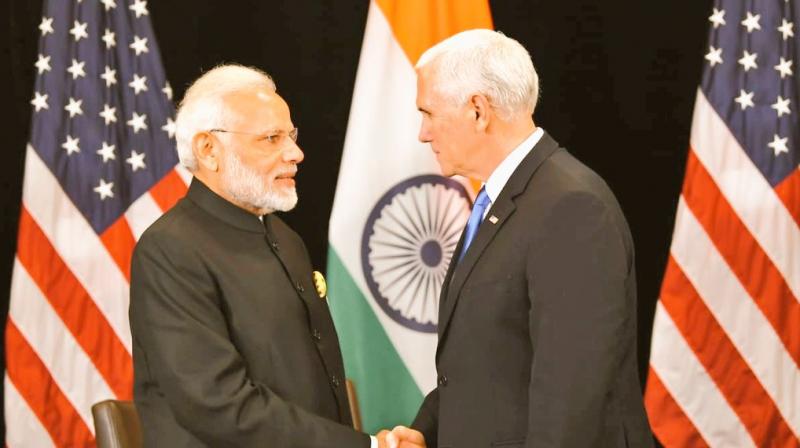 Pence thanked India in supporting the US on its North Korean pressure campaign. (Photo: Twitter | @MEAIndia)