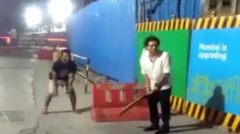 Sachin was recently spotted playing gully cricket on streets with youngsters. (Photo: Twitter screengrab)