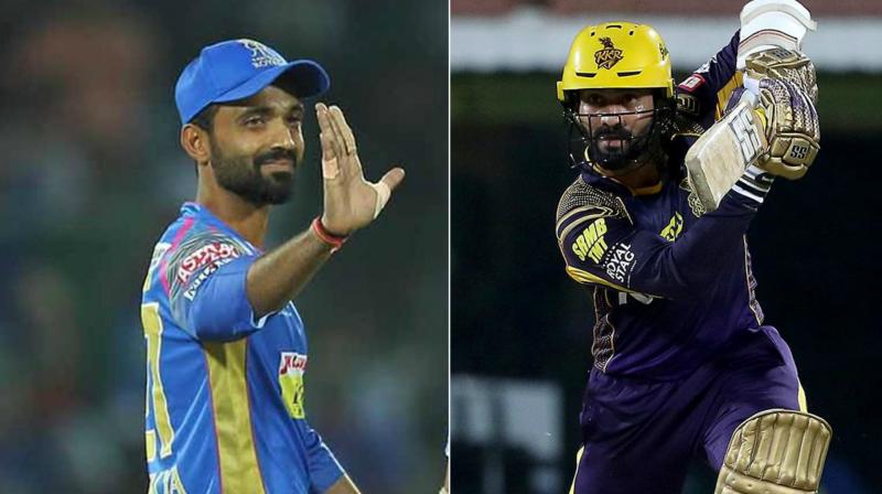 Ajinkya Rahane and Dinesh Karthik will look to continue their winning momentumwhen both KKR and Royals  face each other. (Photo: BCCI)