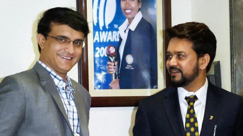 Sourav Ganguly and Anurag Thakurs little chat has caused a little stir on Twitter. (Photo: PTI)