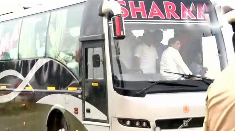 Congress that had moved its legislators to Eagleton resort near Bengaluru on Wednesday has now decided to move them out of Karnataka, say reports. (Photo: ANI/Twitter)