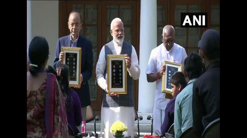 The Prime Minister expressed happiness in hosting them and thanked them for giving him an opportunity to interact with them. (Photo: ANI)