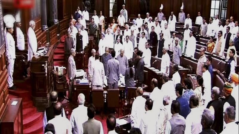 Members during the ongoing session of Parliament in Rajya Sabha in New Delhi on Wednesday. (Photo: PTI)