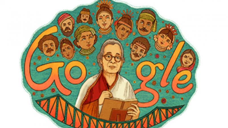 Born in 1926 in Dhaka to well-known poet Manish Ghatak and Dharitri Devi, also a writer and social worker, Mahasweta Devi grew up in a political and literary environment. (Photo: Google doodle)