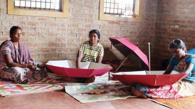 The umbrella-manufacturing initiative was started by the tribal organisation named Thumb and an online community Peace Collective. (Photo: DC)