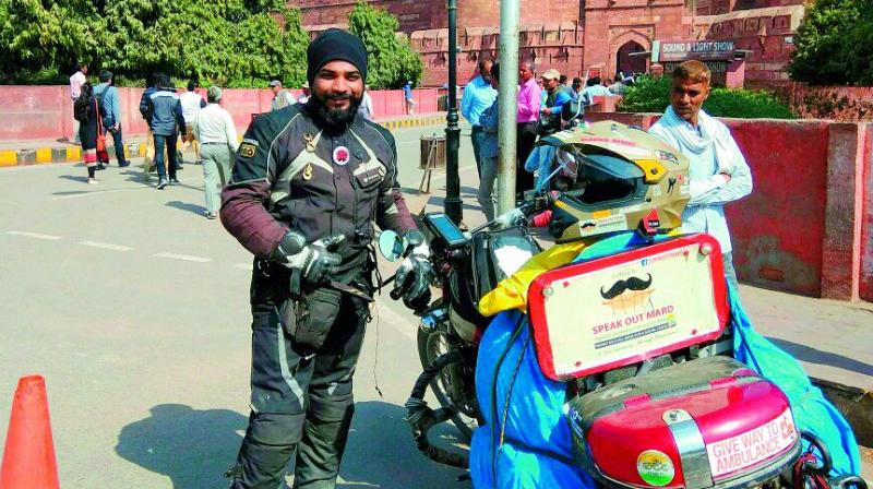 Ameen Shareeff is spreading the message through biking  communities across the country. His ride is set to end in Hyderabad.