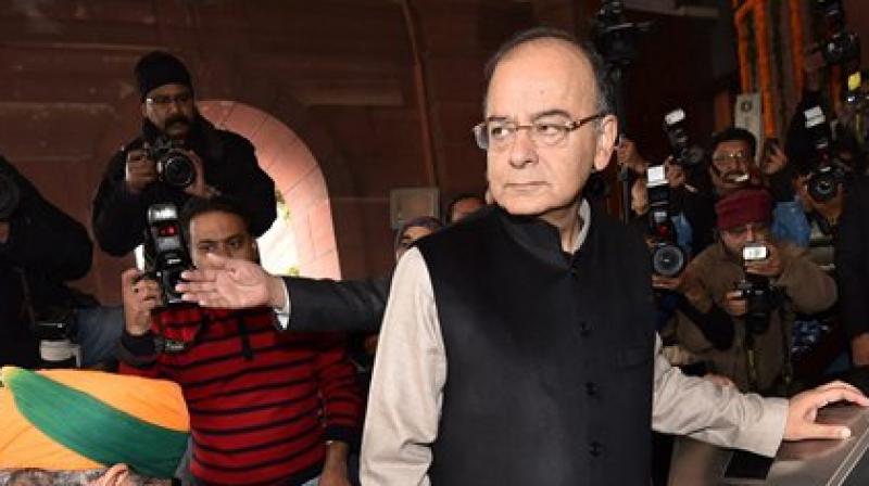 Finance Minister Arun Jaitley arrives in the Parliament to present the annual budget 2017-18, in New Delhi on Wednesday. (Photo: PTI)