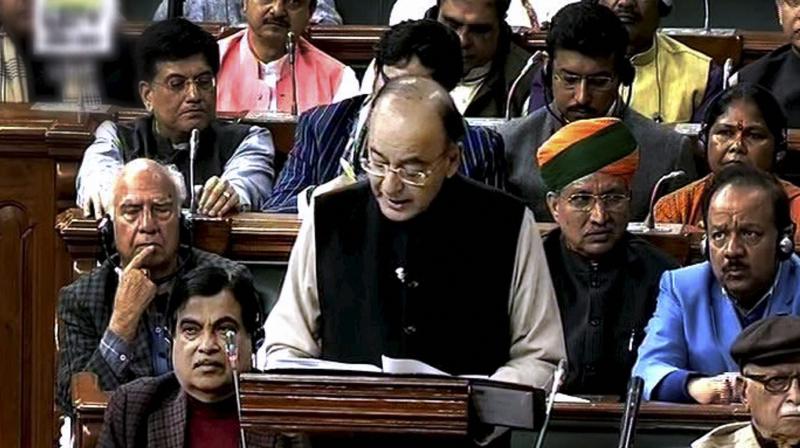 Finance Minister Arun Jaitley tabling the Union Budget for 2017-18 in the Parliament in New Delhi on Wednesday. (Photo: PTI)