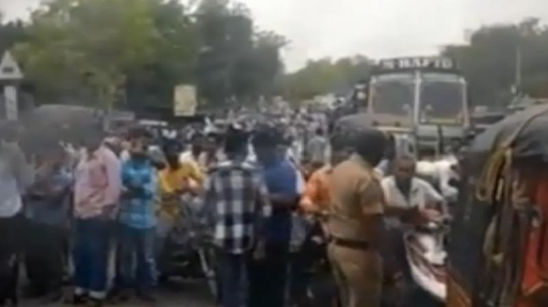 The rape of a nine-year-old allegedly by Subbaiah, a rickshaw puller, in Andhra Pradesh on Wednesday triggered massive protests in a village in Guntur district. (Photo: ANI screengrab)