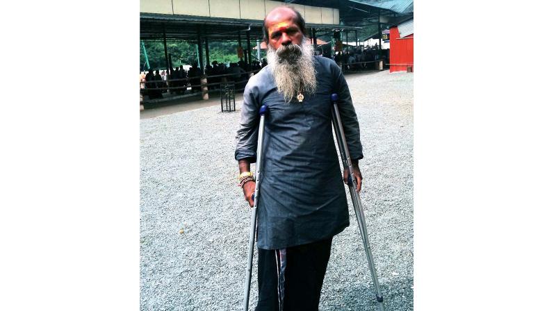 I visit Sabarimala on the first of every month. I strengthened my will to  overcome the disability and chose to walk  constantly, says Vishnu Das.