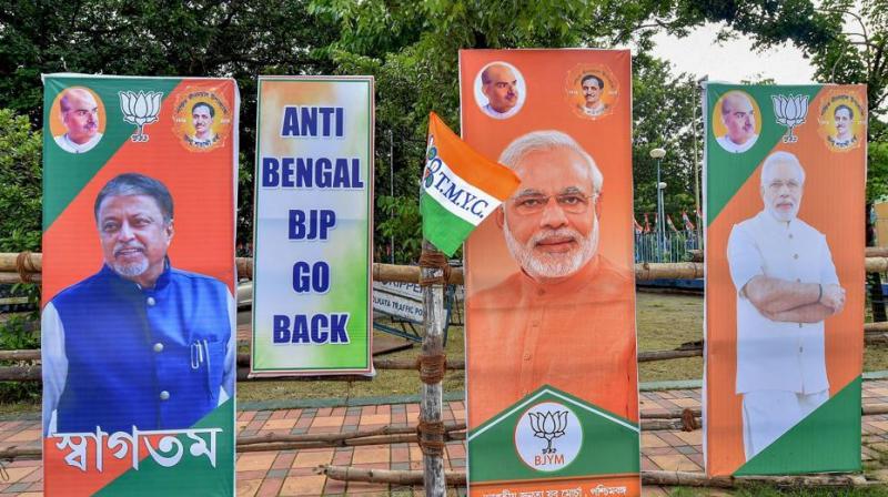 West Bengal wing of the BJP alleged that the placards with messages  BJP, leave Bengal and anti-Bengal BJP go back  were put up by the ruling Trinamool Congress led by Mamata Banerjee. (Photo: PTI)