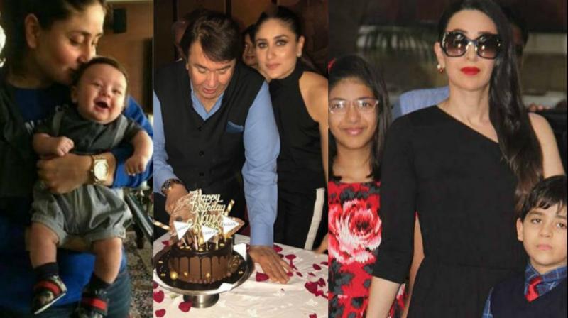 Kareena Kapoor Khan with son Taimur, father Randhir Kapoor, Karisma with Samiera and Kiaan.