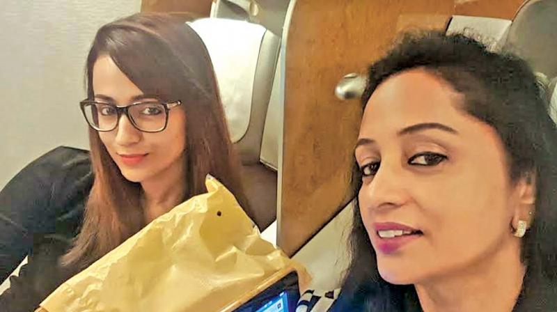 Trisha and her mother enroute their vacation spot.