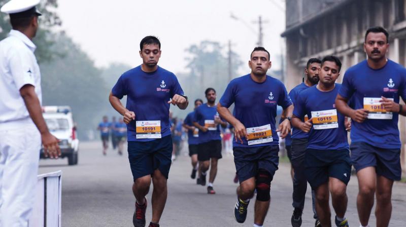Participants of Kochi Naval Marathon held on Sunday.	(Photo: DC)
