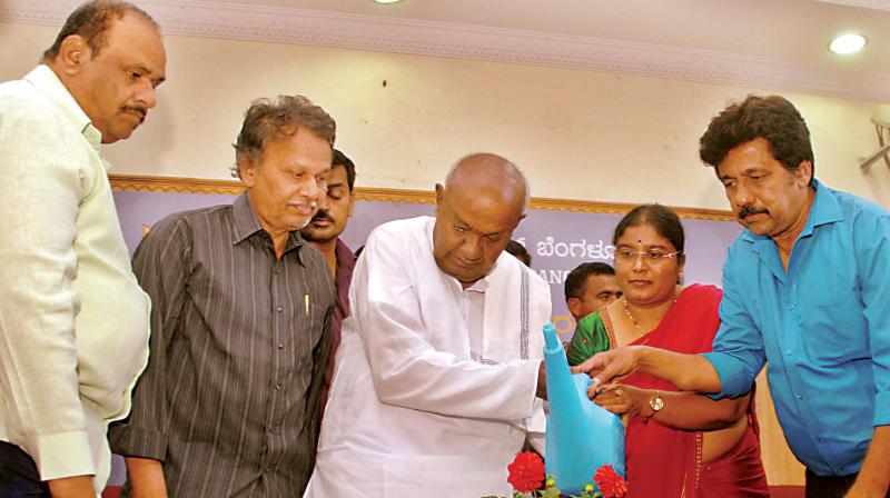 JD(S) supremo H.D. Deve Gowda at Press Day celebrations at Press Club of Bengaluru on Saturday  (Image: KPN )