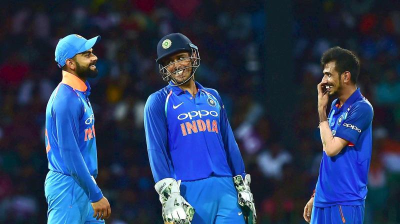 During the Australian innings, India spinner Yuzvendra Chahal was on the run, when he got out Aussie all-rounder Glenn Maxwell for the third time in the series, thanks to a second consecutive stumping by wicket-keeper Mahendra Singh Dhoni.(Photo: PTI)