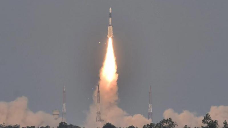 ISROs GSLV-F08 carrying GSAT-6A communication satellite blasts off into the orbit from Satish Dhawan Space Centre, in Sriharikota on Thursday. (Photo: PTI)