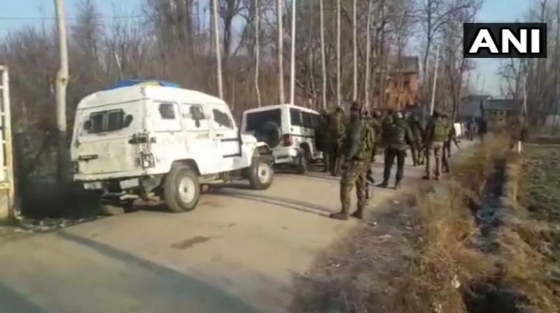 Security forces launched cordon and search operation in Sirnoo village in Pulwama district after receiving specific intelligence input about presence of militants in the area. (Photo: ANI)