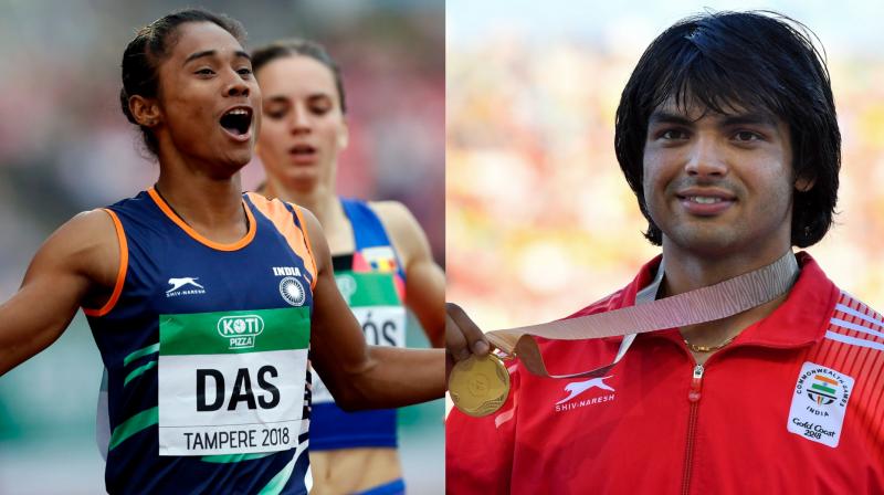 Javelin thrower Neeraj Chopras obsessive pursuit of excellence and a new-found sprint sensation in Hima Das gave Indian athletics audacious Olympic hopes. (Photo: AP / AFP)