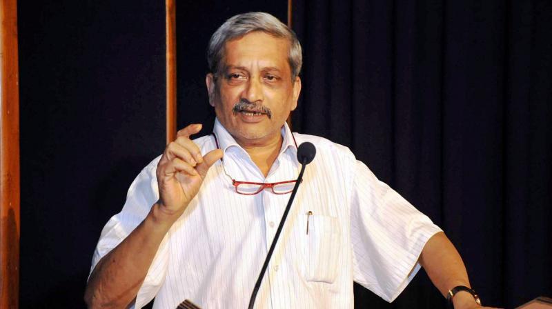 Defence Minister Manohar Parrikar addressing BJP Mahila Morcha on the occasion of International Womens Day in Goa on Wednesday. (Photo: PTI)