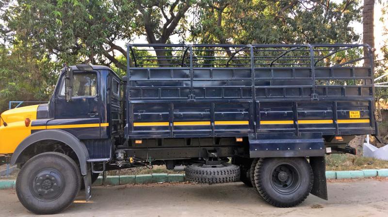Troop carrier truck procured by the Tamil Nadu Fire and Rescue Services at Ambattur fire station. The trucks come with a seating capacity of 50 persons and can also carry inflatable rescue boats. (Photo: DC)