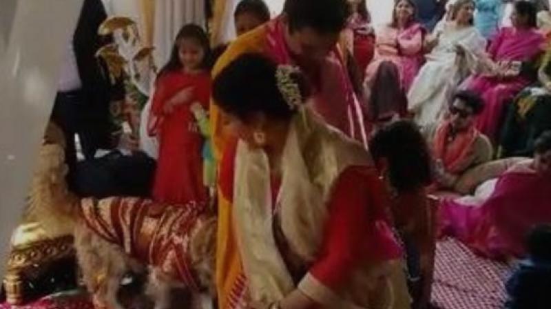 A video uploaded by CollarFolk shows the brides dog, Sultan, actually dressed in a Sherwani and participating in the wedding ritual along with the couple. (Credit: Facebook)