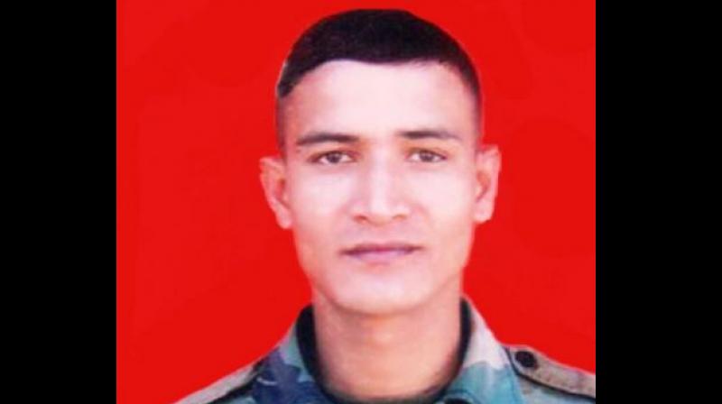 Army Sepoy Rajesh Khatri lost his life in ceasefire violation by Pakistan in Keran sector. (Photo: ANI | Twitter)
