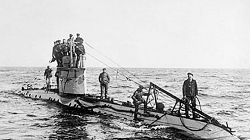 Undated photo of World War I-era German UC-1 submarine class with crew on the deck. (Photo: Wikimedia commons)