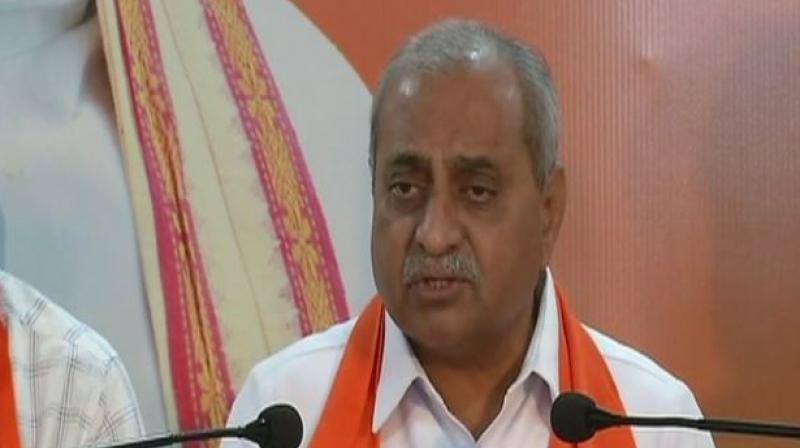 Gujarat Deputy Chief Minister Nitin Patel accused the Congress of bargaining with Hardik Patel and trying to divide the Patidar community. (Photo: ANI | Twitter)