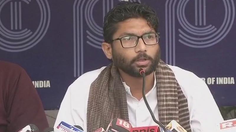 Gujarat MLA and Dalit leader Jignesh Mevani said, I am an elected representative. BJP is scared of me. We want a caste-less India. Dont Dalits have the right to protest? (Photo: Twitter | ANI)
