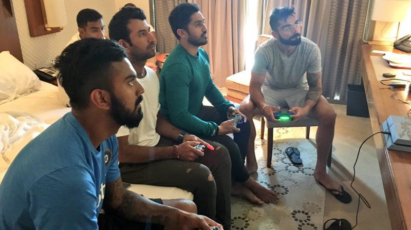 Indian cricketers spent their time playing a game of FIFA. (Photo: BCCI)