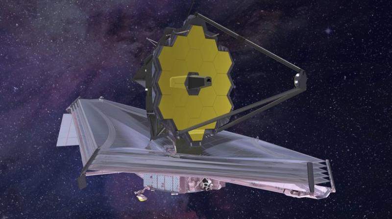 This 2015 artists rendering provided by Northrop Grumman via NASA shows the James Webb Space Telescope. On Wednesday, June 27, 2018, NASA announced that the next-generation telescope will now fly no earlier than 2021 and its lifetime cost is now expected to reach nearly $10 billion. (Northrop Grumman/NASA via AP)