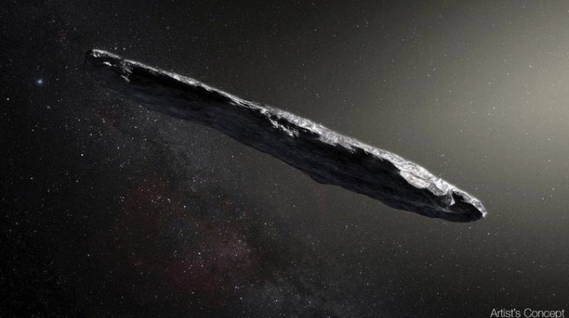 -	This artists rendering provided by the European Southern Observatory shows the interstellar object named â€œOumuamuaâ€ which was discovered on Oct. 19, 2017 by the Pan-STARRS 1 telescope in Hawaii. In the Wednesday, June 27, 2018 edition of the journal Nature, a European-led team makes the case it is a comet, not an asteroid. (Photo: AP)