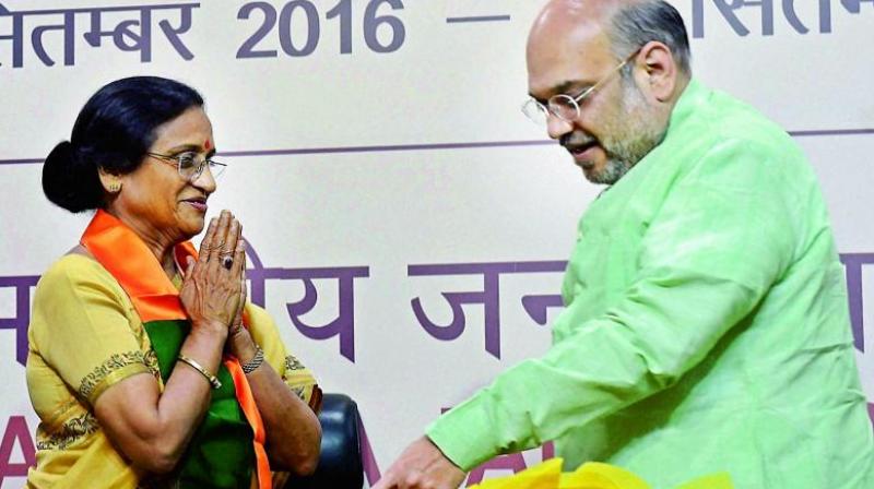 BJP leader Rita Bahuguna Joshi with BJP President Amit Shah. (Photo: File)