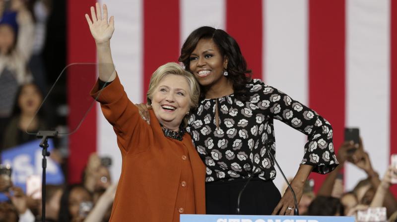 First Ladies rock: Michelle Obama hits trail with Clinton for the first time