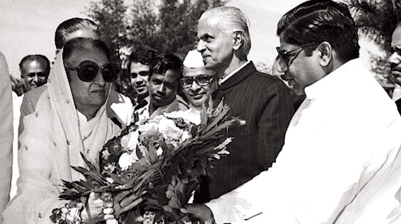 Dharam Singh with former PM Indira Gandhi