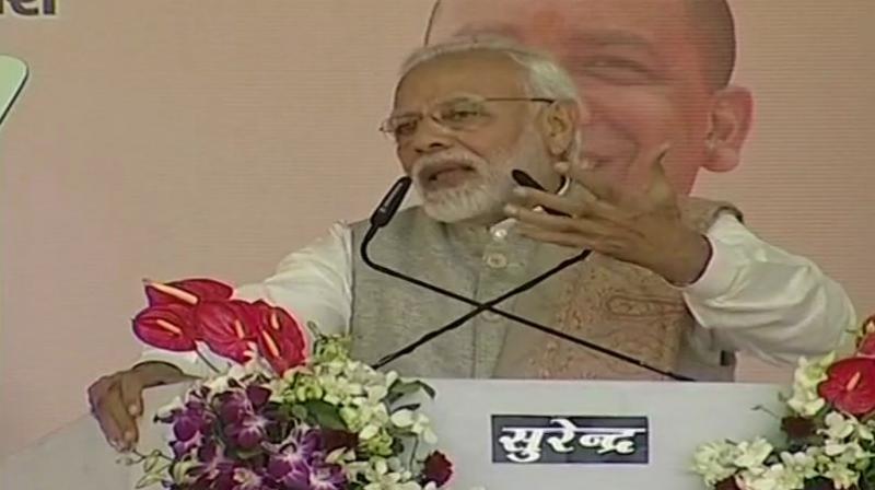 In his public meetings in Agra, Prime Minister Narendra Modi accused Congress leaders of insulting the countrys women. (Photo: Twitter | ANI)