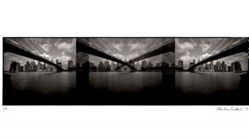 The Brooklyn Bridge as captured by Shibu Arakkal through large format pinhole camera