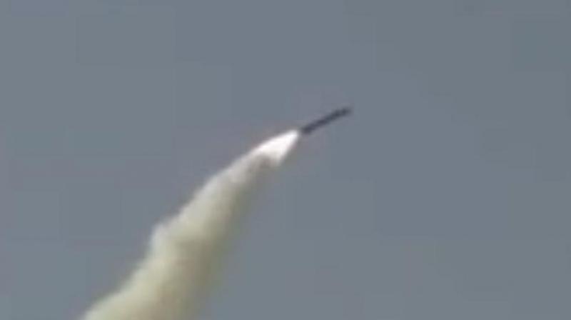 A video grab of the test firing of the Babur cruise missile, part of the Babur Weapon System version 2. The Pakistan Army said it successfully test fired the weapon which can carry all kinds of warheads. (Photo: Pakistan Defence/Twitter)