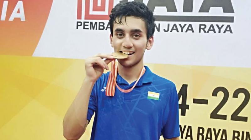 Lakshya Sen with his gold medal at the Asia Junior Championships in Jakarta.