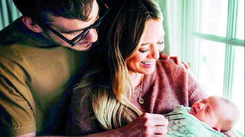 Hilary welcomed her daughter Banks Violet Blair with a beautiful portrait of the new family.