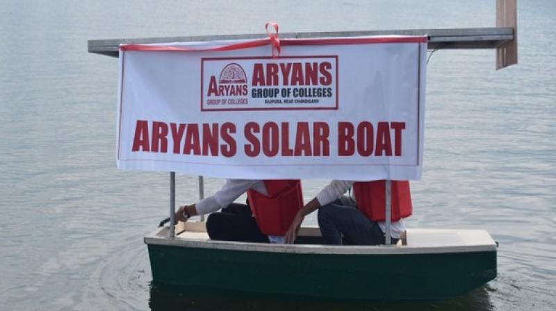 The boats battery gets charged by the solar light. (Photo: ANI)