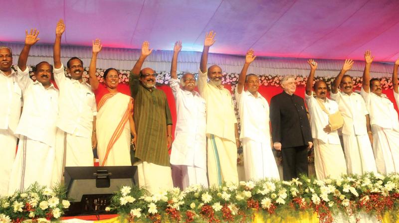 Chief Minister Pinarayi Vijayan and other ministers after the swearing-in ceremony. (Photo: DC FILE)