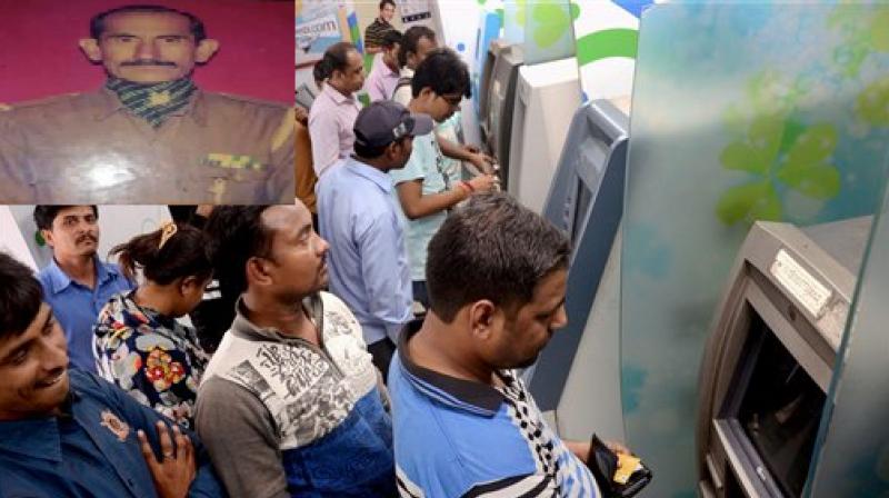 Rakesh Yadav (inset) was unable to withdraw any money despite his repeated attempts. (Representational Image of people withdrawing money from ATM/PTI)