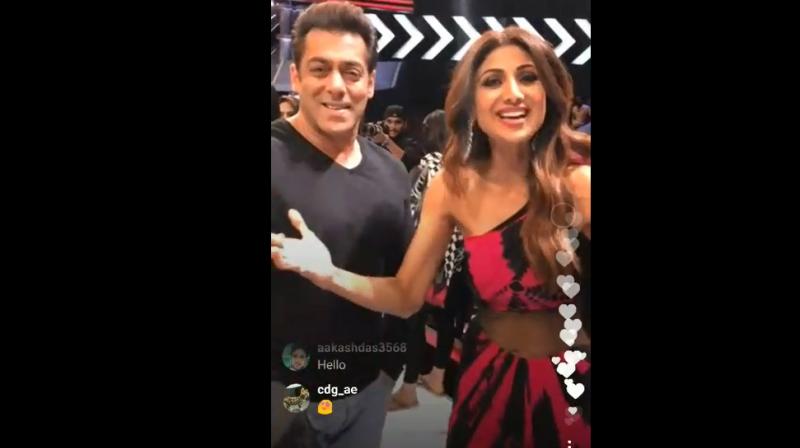 Salman Khan with Shilpa Shetty on her Instagram live.