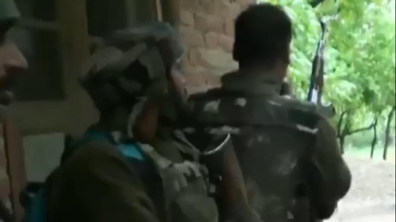 The encounter broke out after security forces launched cordon and search operation in Badigam village in Zainapora area. (Photo: ANI screengrab)