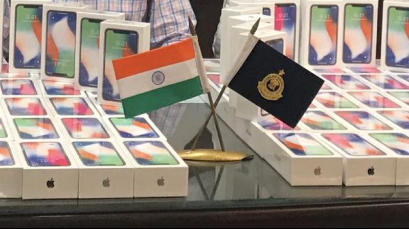 Hundred iPhone X handsets worth a total of Rs 85.61 lakh were seized from his baggage after a thorough search, additional commissioner of customs said. (Photo: Twitter/ANI)