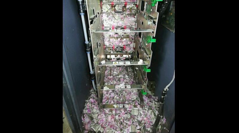 The cash nibbled by rats in an ATM in Assams Tinsukia district. (Photo:@kundaliyaketan | Twitter)