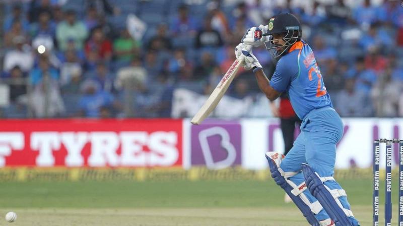 Shikhar Dhwan plays a shot during Indias run chase against New Zealand. (Photo: BCCI)